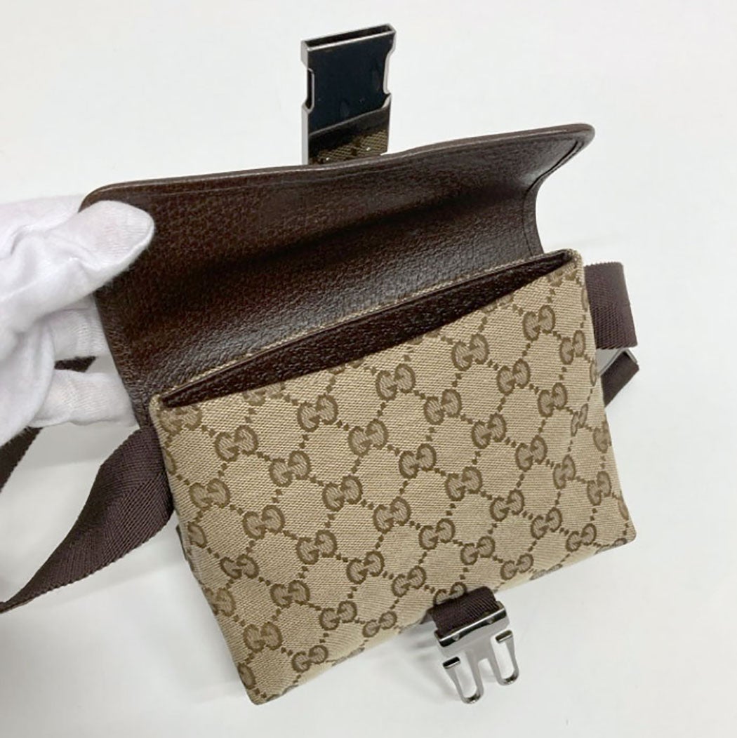 GUCCI ウエストバッグ 131236 GGキャンバス ブラウン ミニ ウエスト
