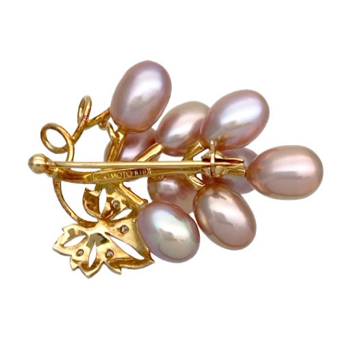 MIKIMOTO パールダイヤ葡萄ブローチ K18 ピンク 4PD ダイヤモンド