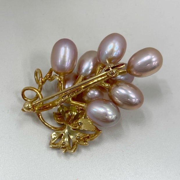 MIKIMOTO パールダイヤ葡萄ブローチ K18 ピンク 4PD ダイヤモンド