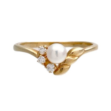 MIKIMOTO パールダイヤリング 11-12号 K18 パール 3PD ダイヤモンド YG
