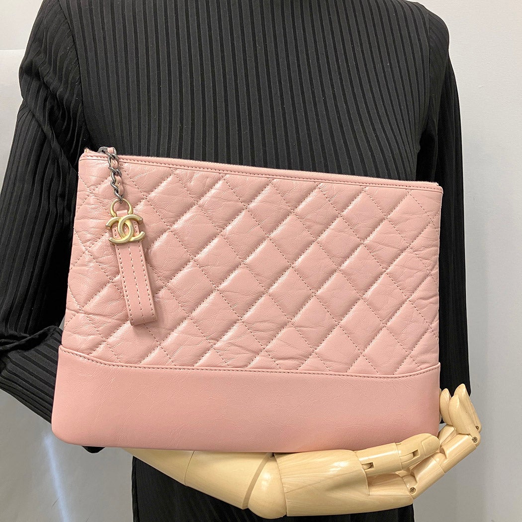 CHANEL ガブリエル クラッチバッグ A84287 ピンク カーフレザー