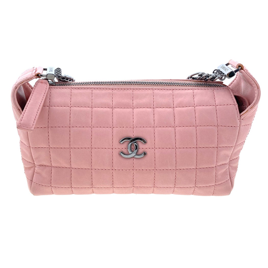 CHANEL ワンショルダーバッグ チョコバー ピンク シルバー金具