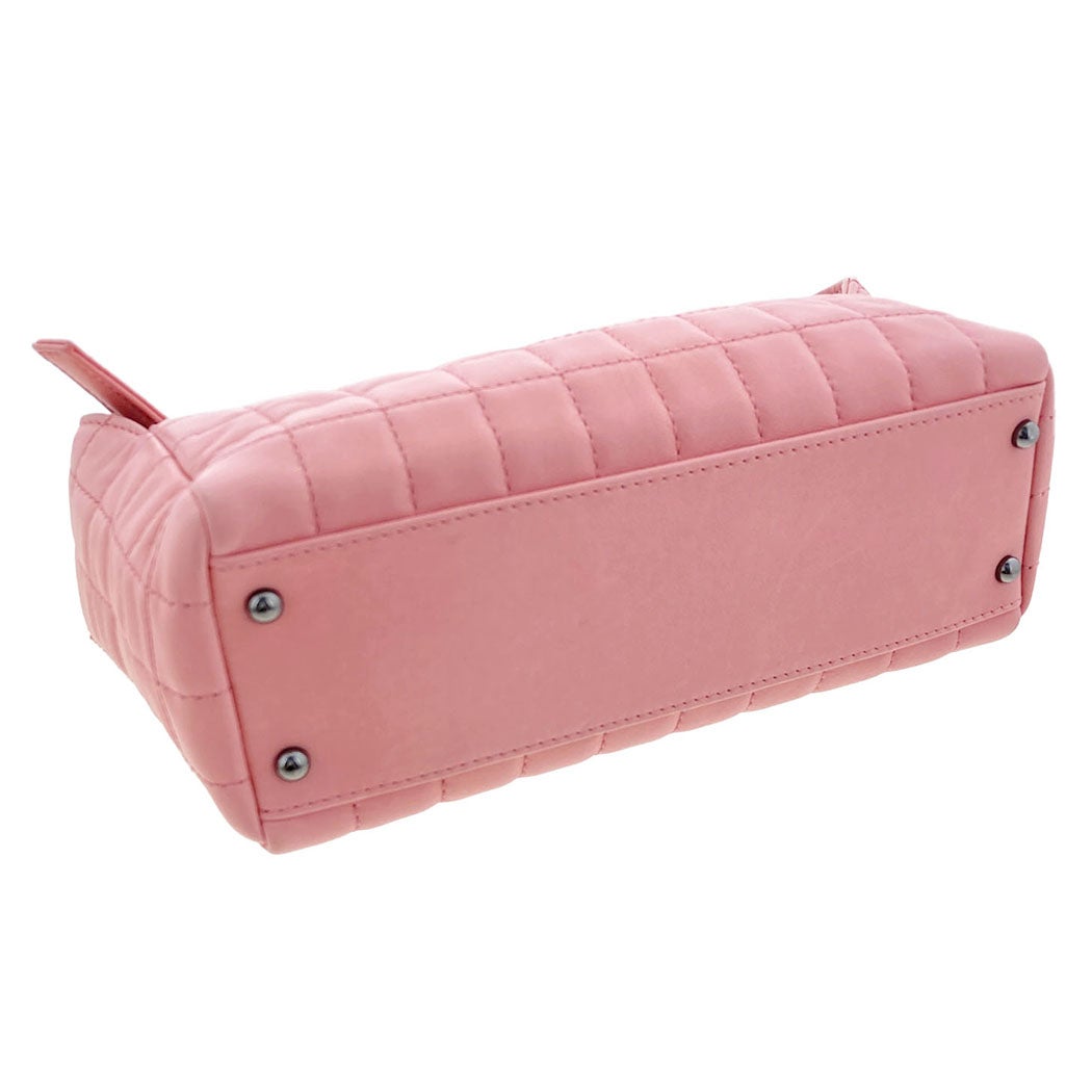CHANEL ワンショルダーバッグ チョコバー ピンク シルバー金具