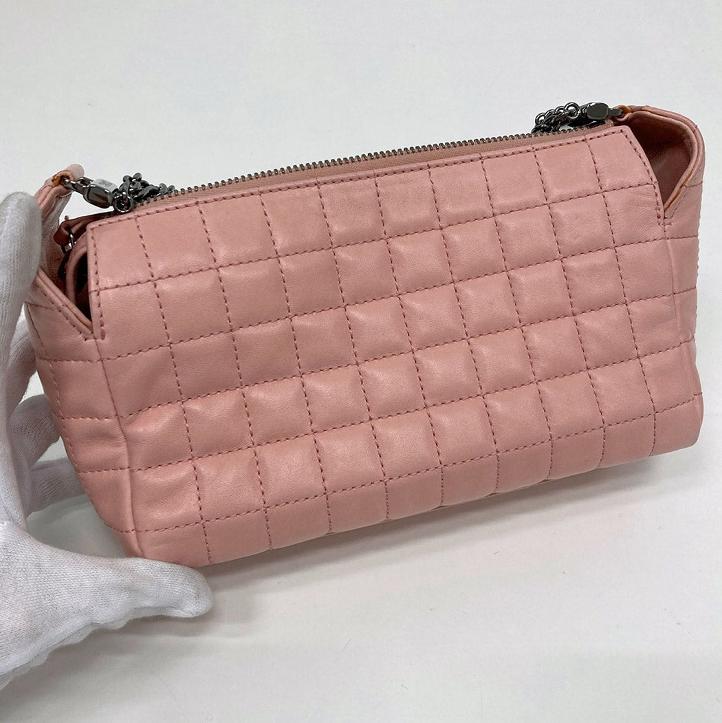 CHANEL ワンショルダーバッグ チョコバー ピンク シルバー金具