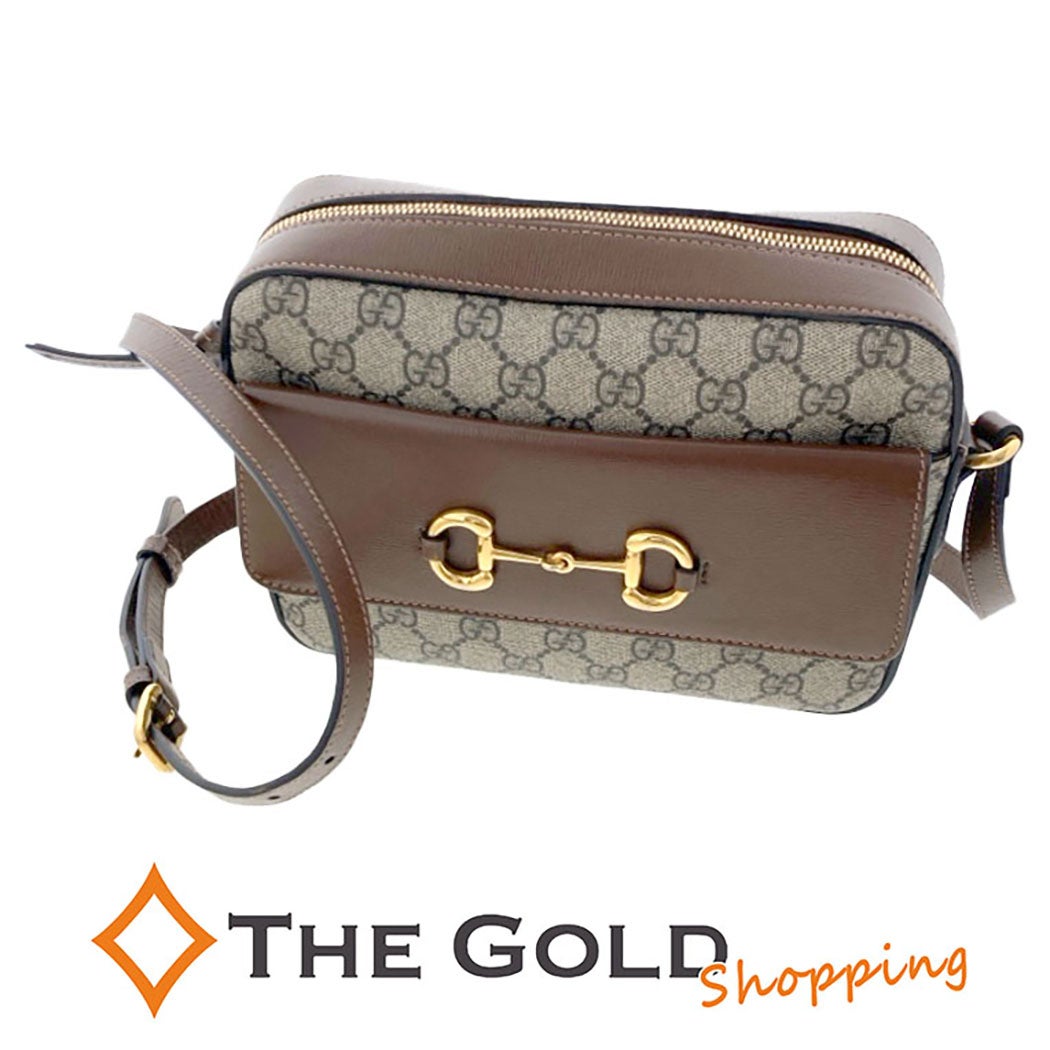 GUCCI ショルダーバッグ 645454 ホースビット GGスプリーム ブラウン系