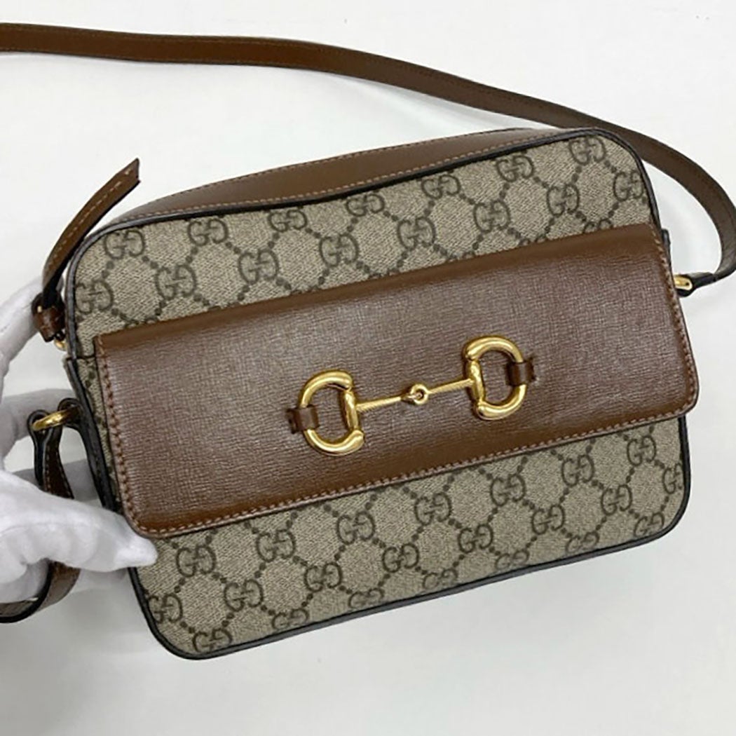 GUCCI ショルダーバッグ 645454 ホースビット GGスプリーム ブラウン系