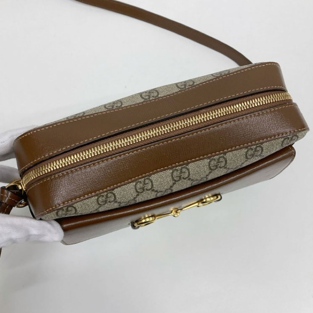 GUCCI ショルダーバッグ 645454 ホースビット GGスプリーム ブラウン系