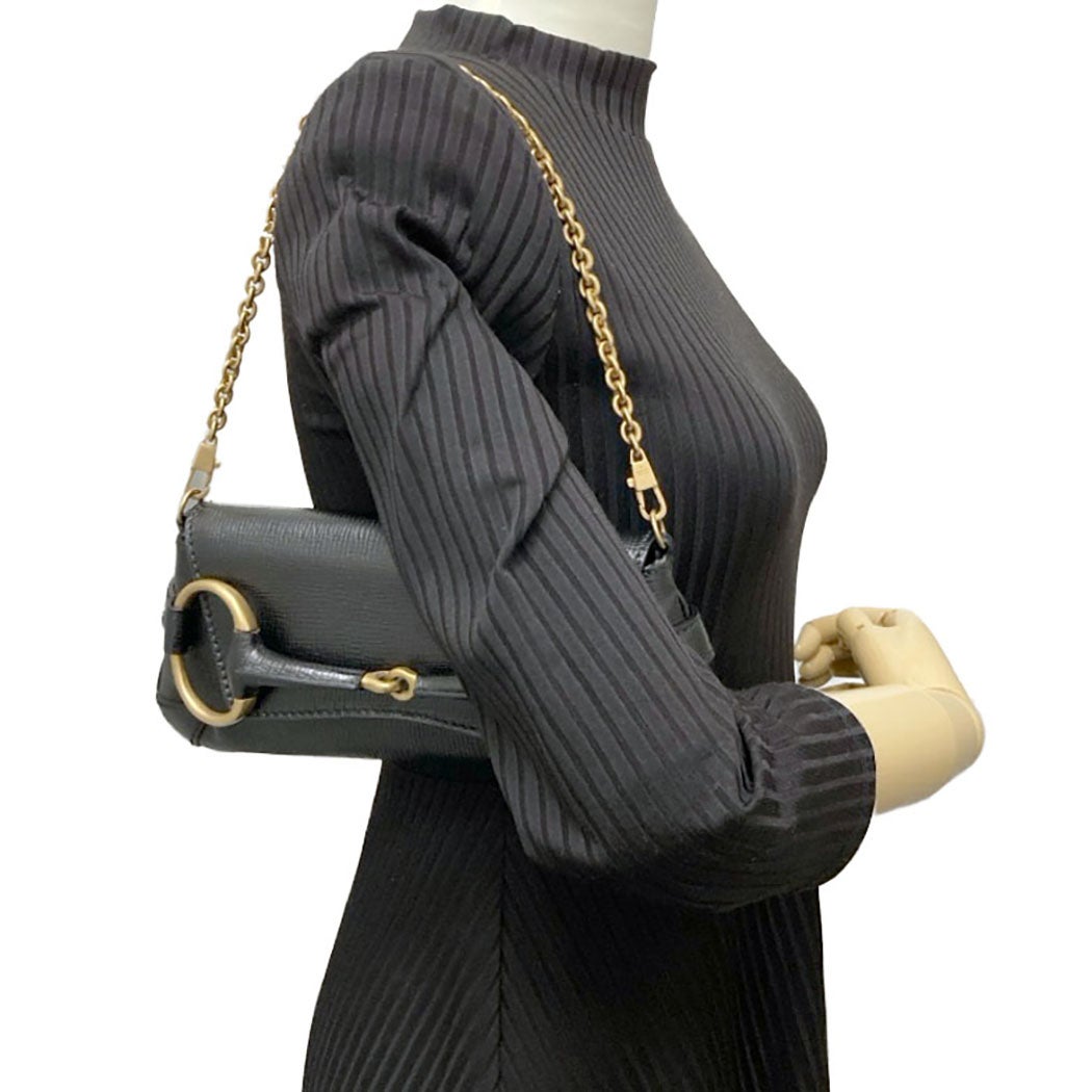 GUCCI チェーンクラッチバッグ 114923 ホースビット ブラック ゴールド