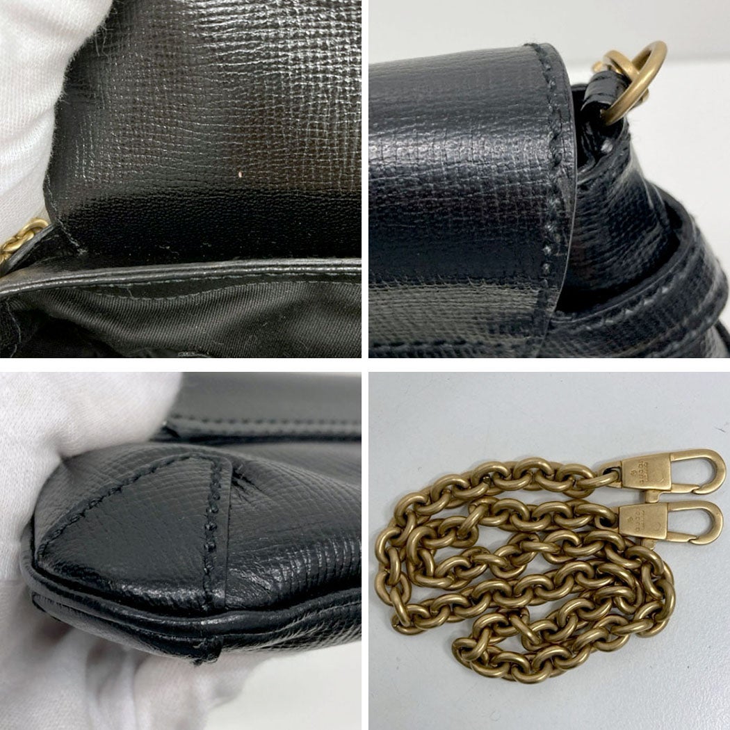 GUCCI チェーンクラッチバッグ 114923 ホースビット ブラック ゴールド