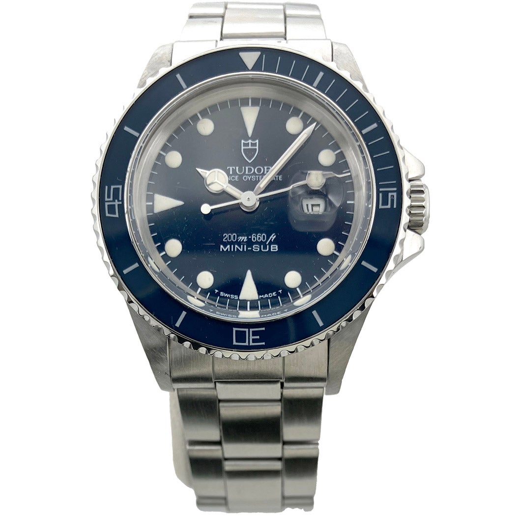 チューダー ミニサブ 73090 OH済 33mm 青文字盤 巻きブレス 自動巻き