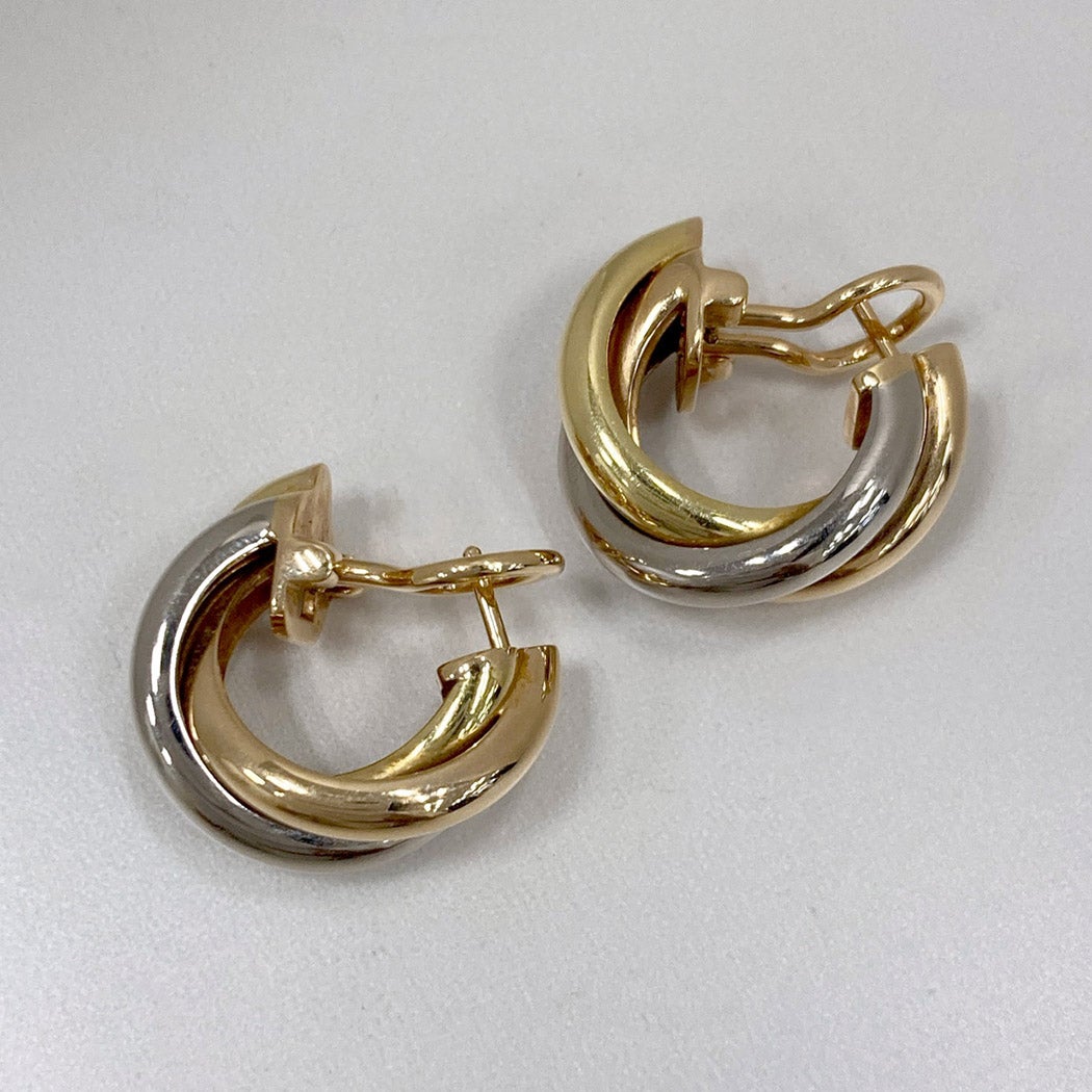 Cartier トリニティ ピアス 750 YG WG PG 3ゴールド ブラック