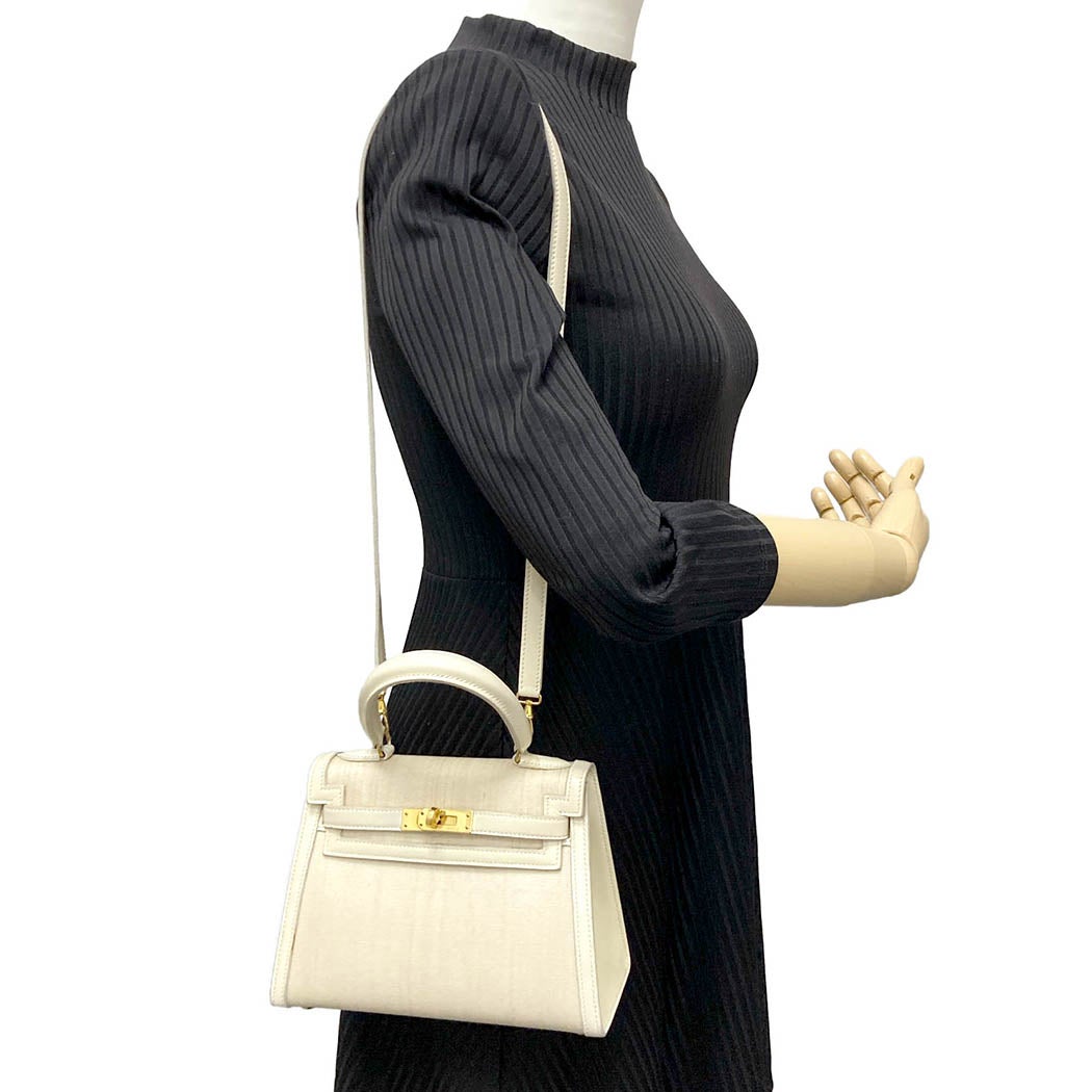 HERMES ケリー20 ○U 1991年 クリノラン ベージュ イニシャル入り 2WAY