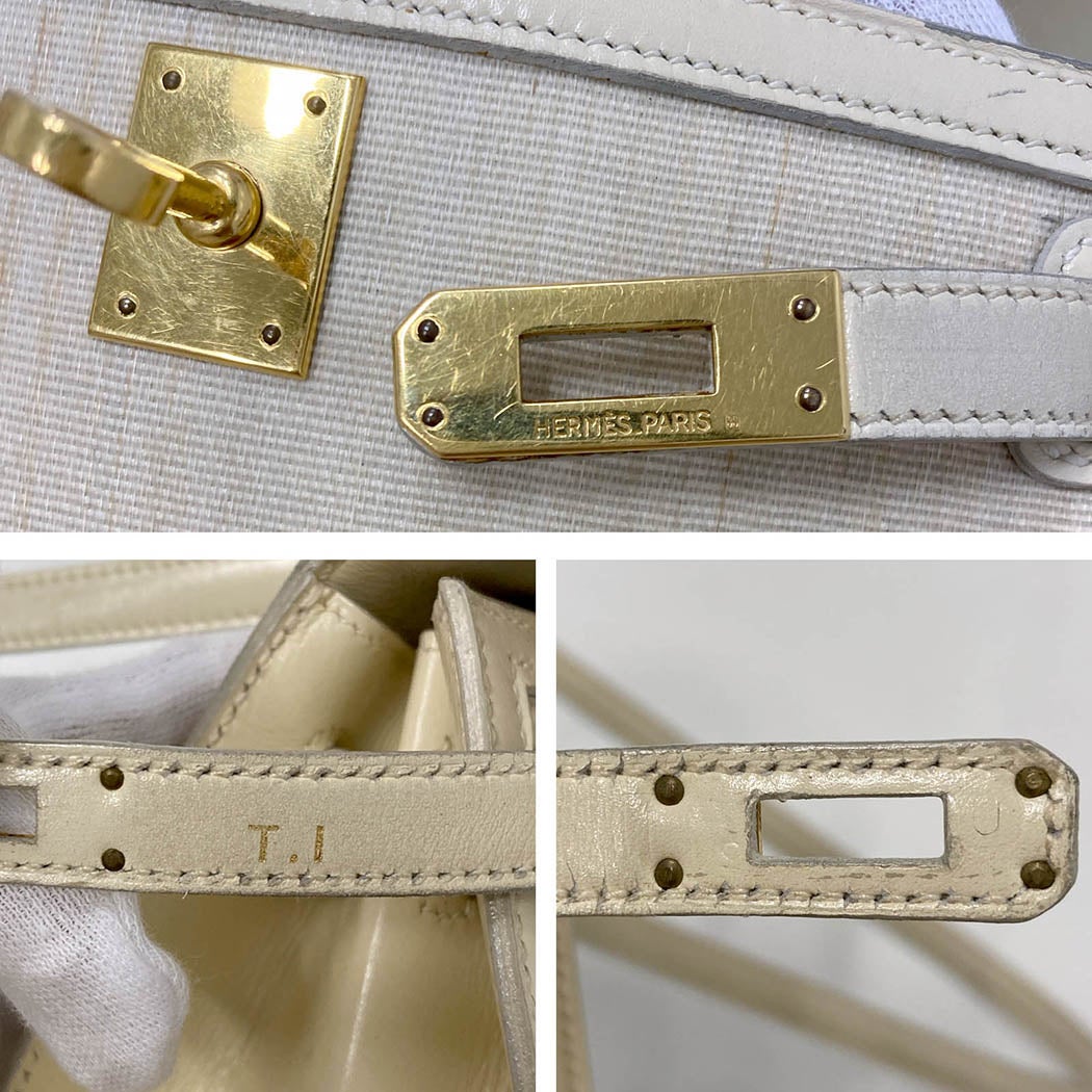 HERMES ケリー20 ○U 1991年 クリノラン ベージュ イニシャル入り 2WAY