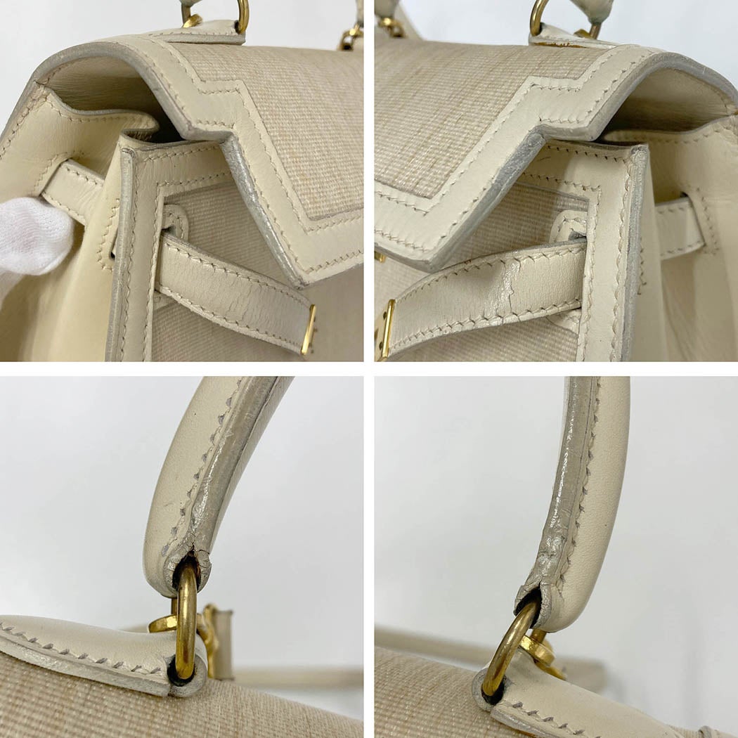 HERMES ケリー20 ○U 1991年 クリノラン ベージュ イニシャル入り 2WAY