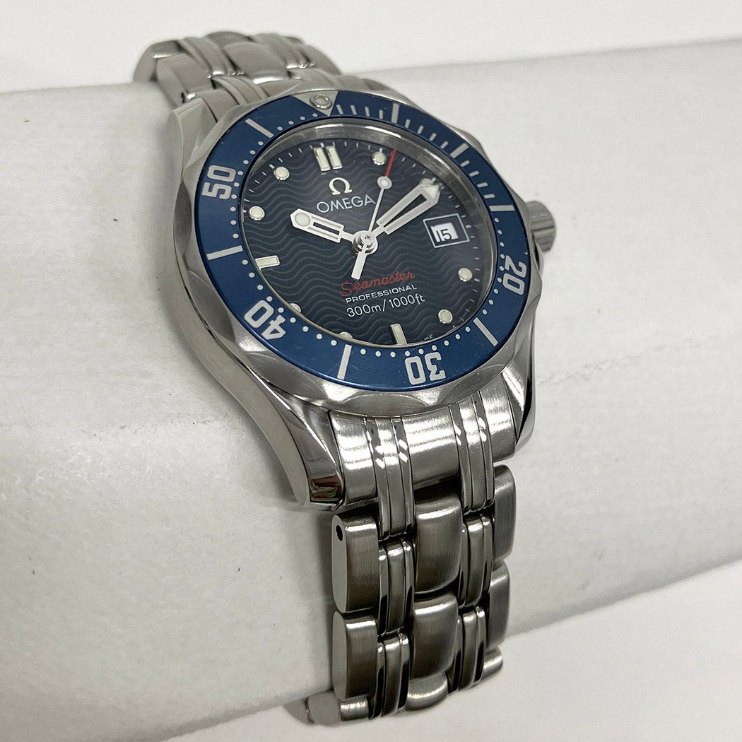 オメガレディース時計 OMEGA シーマスター300 2224.80 電池交換済 仕上げ済 28mm 青文字盤