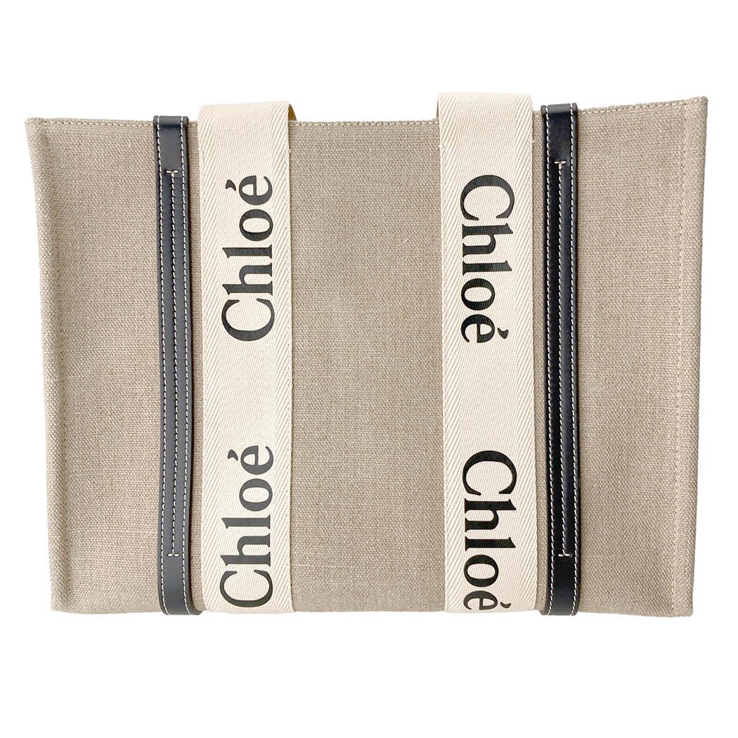 Chloe リネン製Woodyトートバッグ ミディアム CHC22AS383I2691J