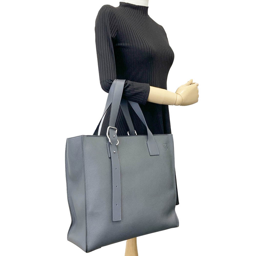 LOEWE バックルジッパートート グレー アナグラム エンボスロゴ ベルト