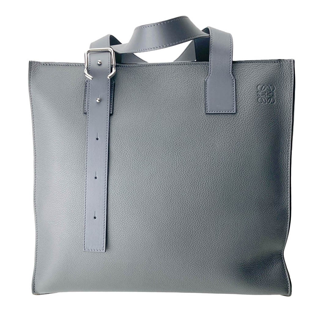 LOEWE バックルジッパートート グレー アナグラム エンボスロゴ ベルト