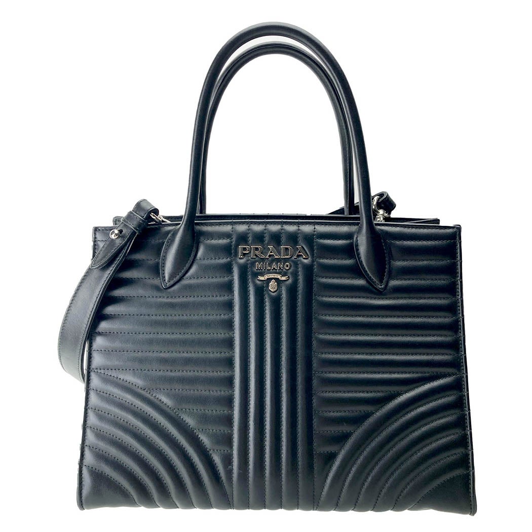 PRADA モノクロームバッグ 1BA156 ダイアグラム カーフ ブラック