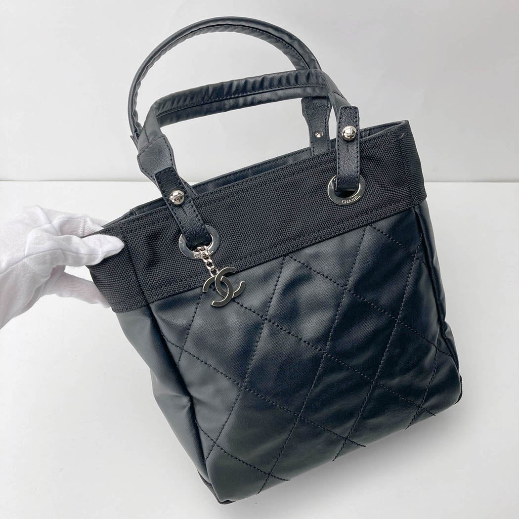 CHANEL パリビアリッツトートPM A34208 ブラック シルバー金具 トート