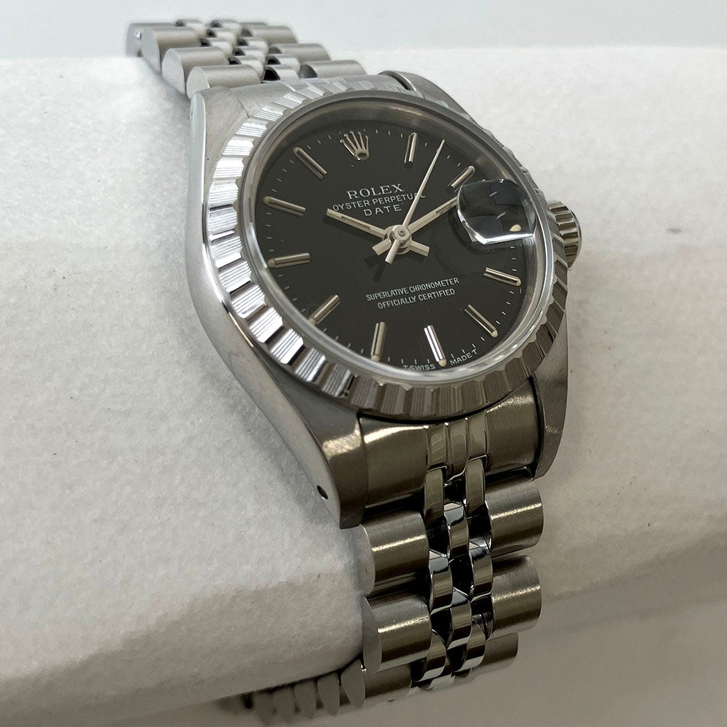 ROLEX オイスターパーペチュアルデイト 69240 OH済 26mm 黒文字盤