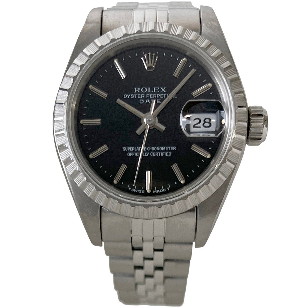 ROLEX オイスターパーペチュアルデイト 69240 OH済 26mm 黒文字盤